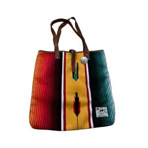 WILL Leather Goods Serape Tote Bag Southwestern Canvas Leather Made USA Boho